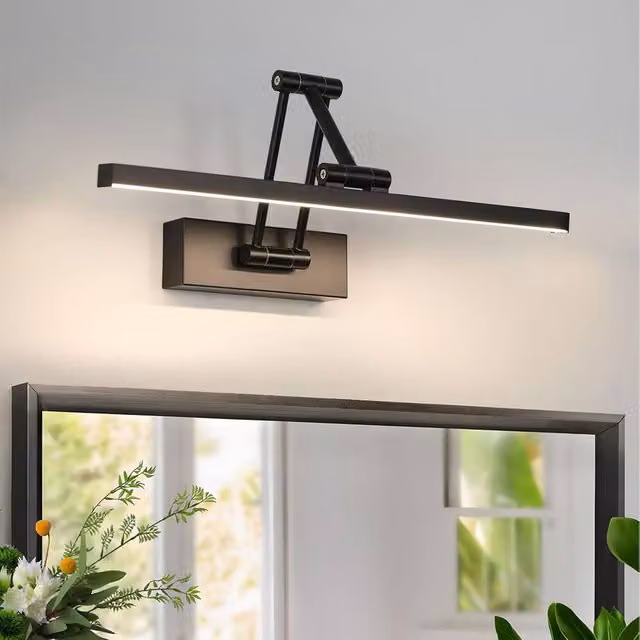 Goeco Modern Black LED Mirror Lamp with Adjustable Rotating Light, 4500K, 9W