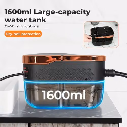 Spector Handheld Steam Cleaner in Black and Transparent with 1.6L Tank and Digital Display – 4
