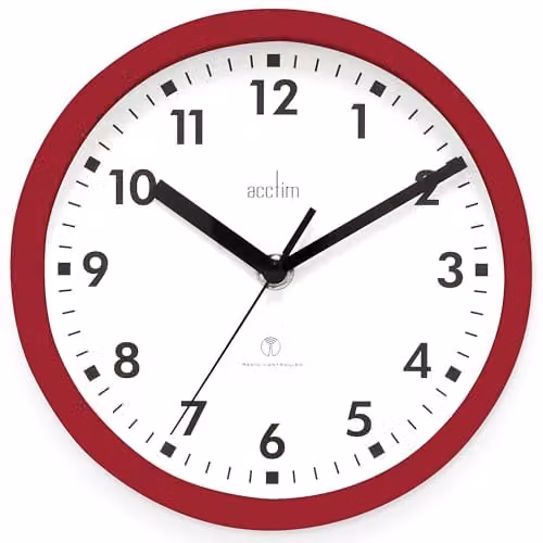 Acctim 74664 Nardo Red Radio Controlled Wall Clock, Diameter: 20 cm