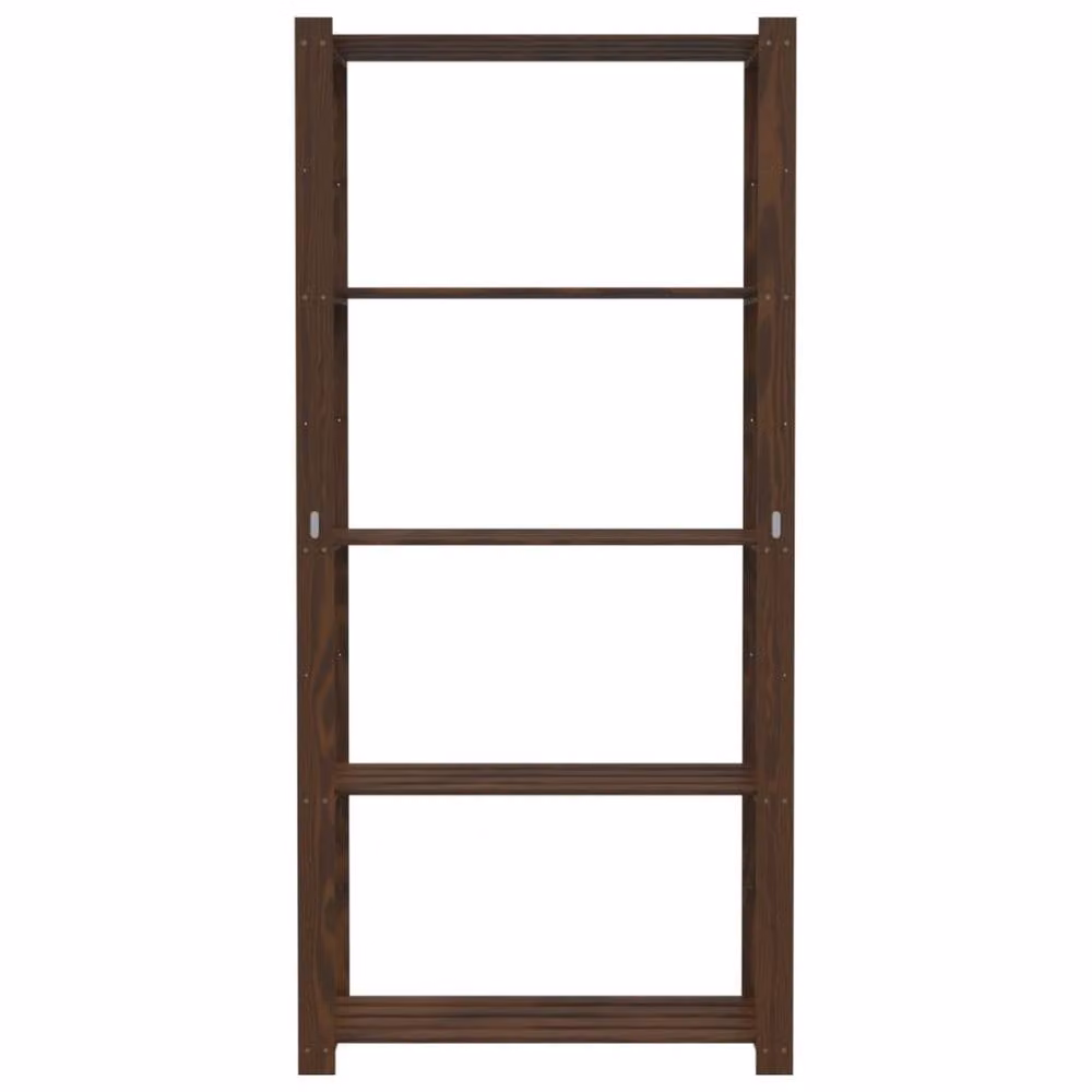 Berkfield Home 5-Tier Rustic Brown Solid Pine Wood Storage Rack, W: 80 cm, D: 38 cm, H: 170 cm – 3