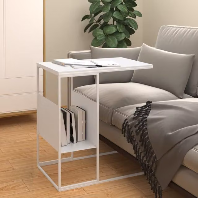 Berkfield Home White Side Table in Engineered Wood W/D/H: 55 x 36 x 59.5 cm – 1