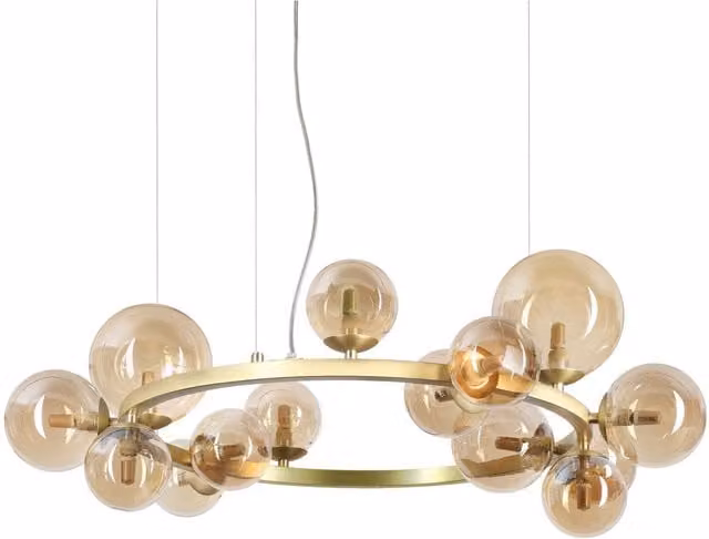 Ideal Lux Perlage 14 Sphere Glass Pendant Ceiling Light in Gold/Brass