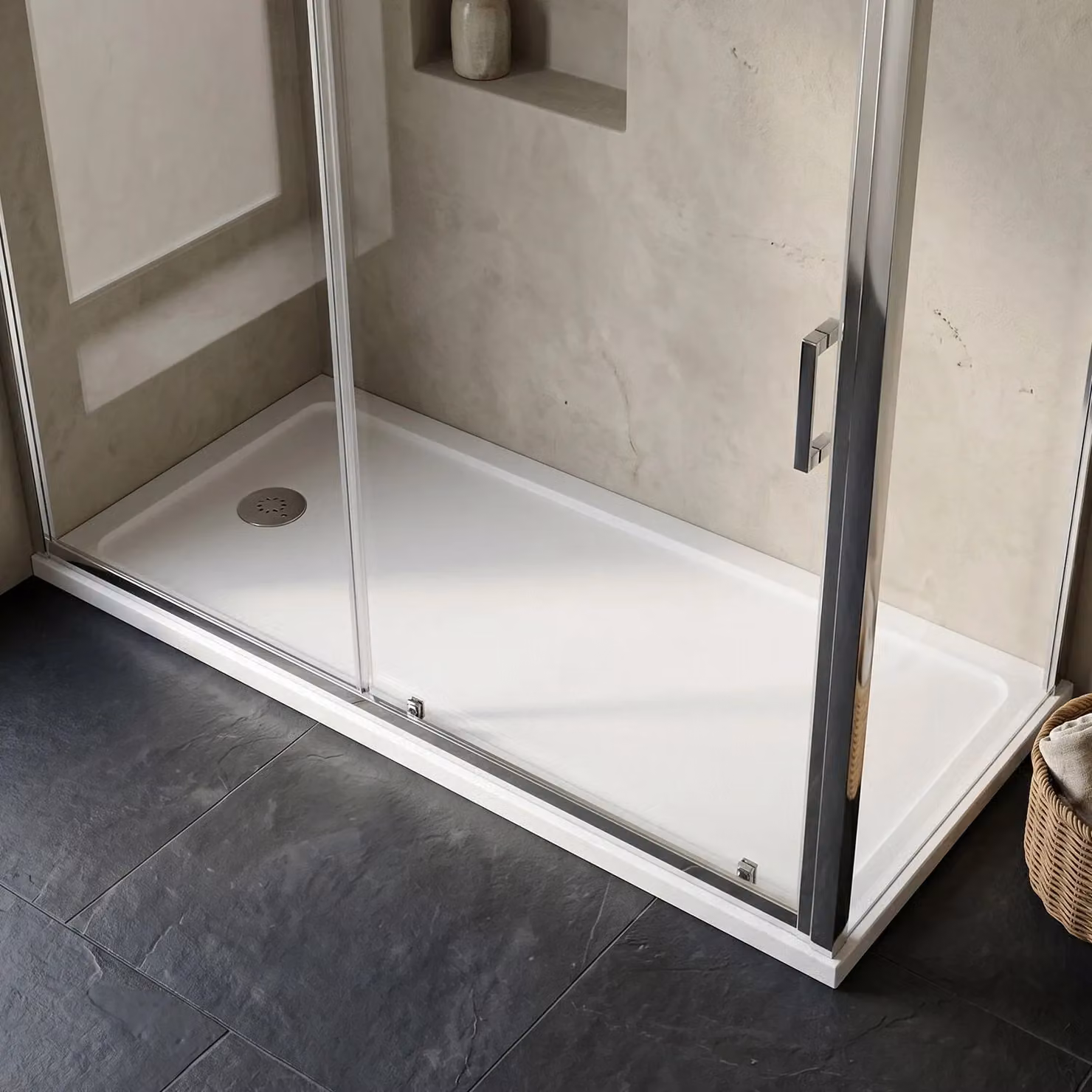 Balterley Low Profile Rectangular Mineral Cast Shower Tray Replacement, White, W: 170 cm, D: 70 cm – 3