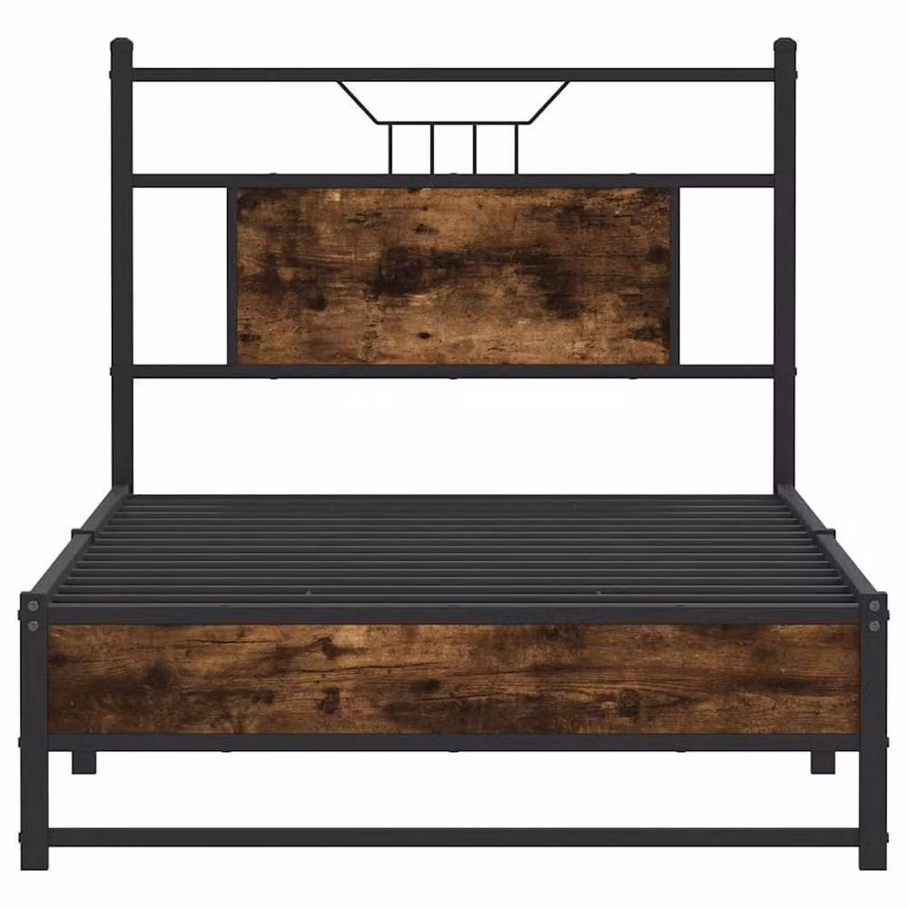 Berkfield Home Smoked Oak Bed Frame in Brown, W/D/H: 200 x 80 x 91.5 cm – 4