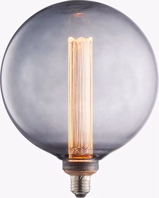Perch & Parrow Vintage LED Globe Shaped Bulb with Grey Smoke Effect Glass