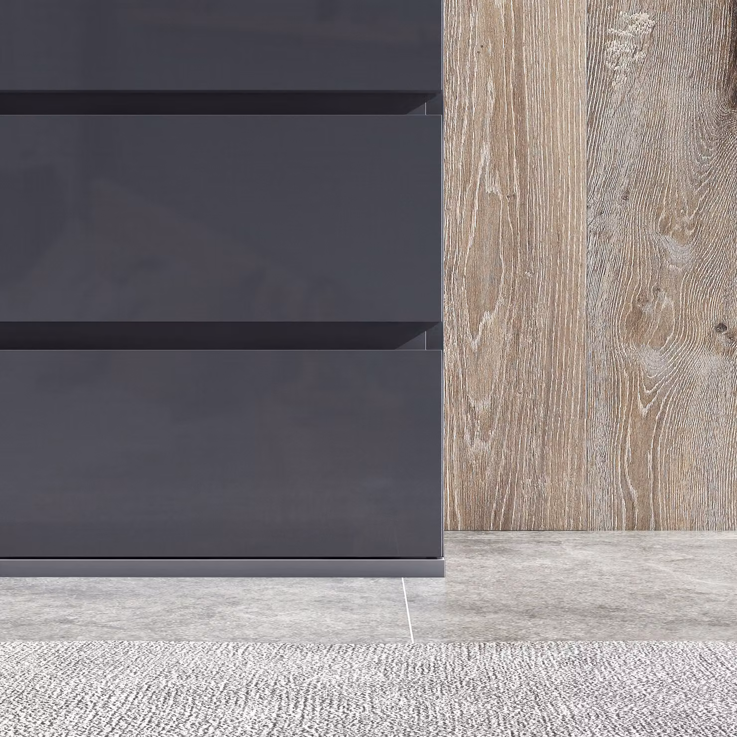 HOMCOM Modern High Gloss 4-Drawer Chest of Drawers in Grey with Soft-Close Drawers, W/D/H: 80 x 33 x 55 cm – 6