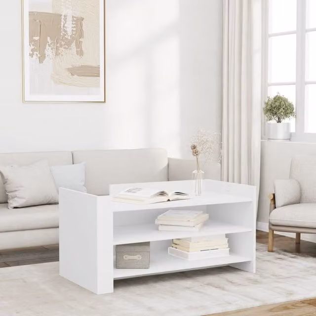 Berkfield Home White Coffee Table in Engineered Wood W/D/H: 100 x 50 x 50 cm