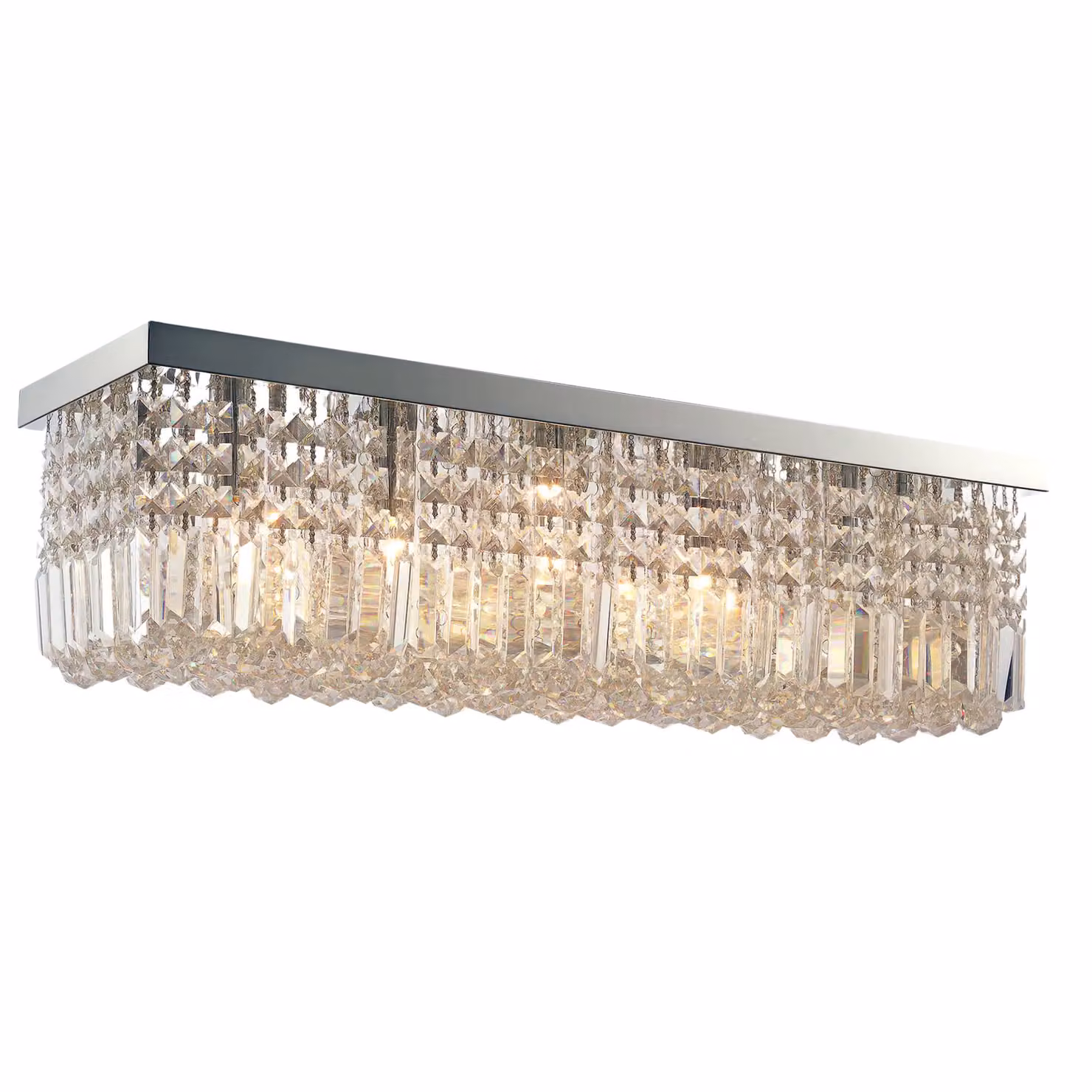 HOMCOM Modern Square Crystal Ceiling Light Chandelier in Silver – 2