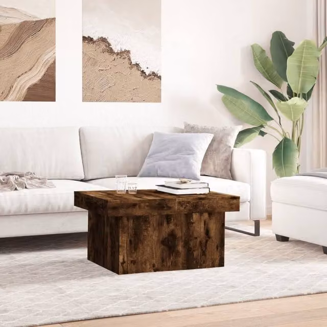 Berkfield Home Decorative Coffee Table in Smoked Oak Brown, W/D/H: 100 x 55 x 40 cm – 1