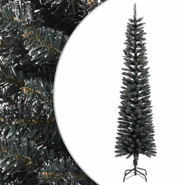 Berkfield Home Artificial Slim Christmas Tree in Green, Height: 240 cm