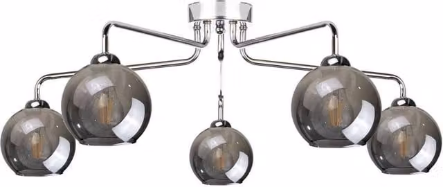 Netlighting Pluton Multi Arm Semi Flush Ceiling Light in Silver, Diameter: 70 cm, 5x E27