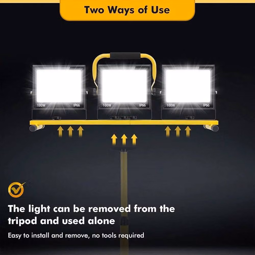 FLAVORA 3x100W LED Tripod Work Flood Light in Yellow – 3