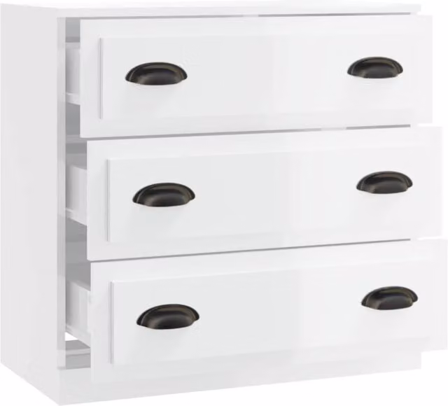 Berkfield Home High Gloss White Modern Sideboard, W: 70 cm, D: 35.5 cm, H: 67.5 cm