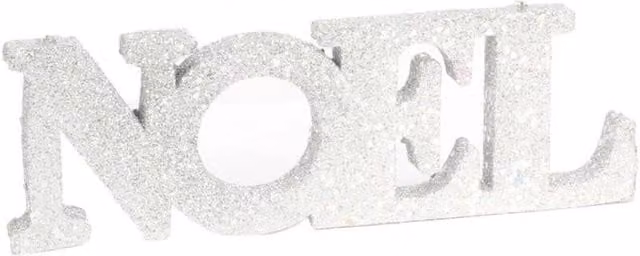 KDMD Silver Glitter Noel Hanging Decoration, 2 Pack, L25 cm x H8.5 cm
