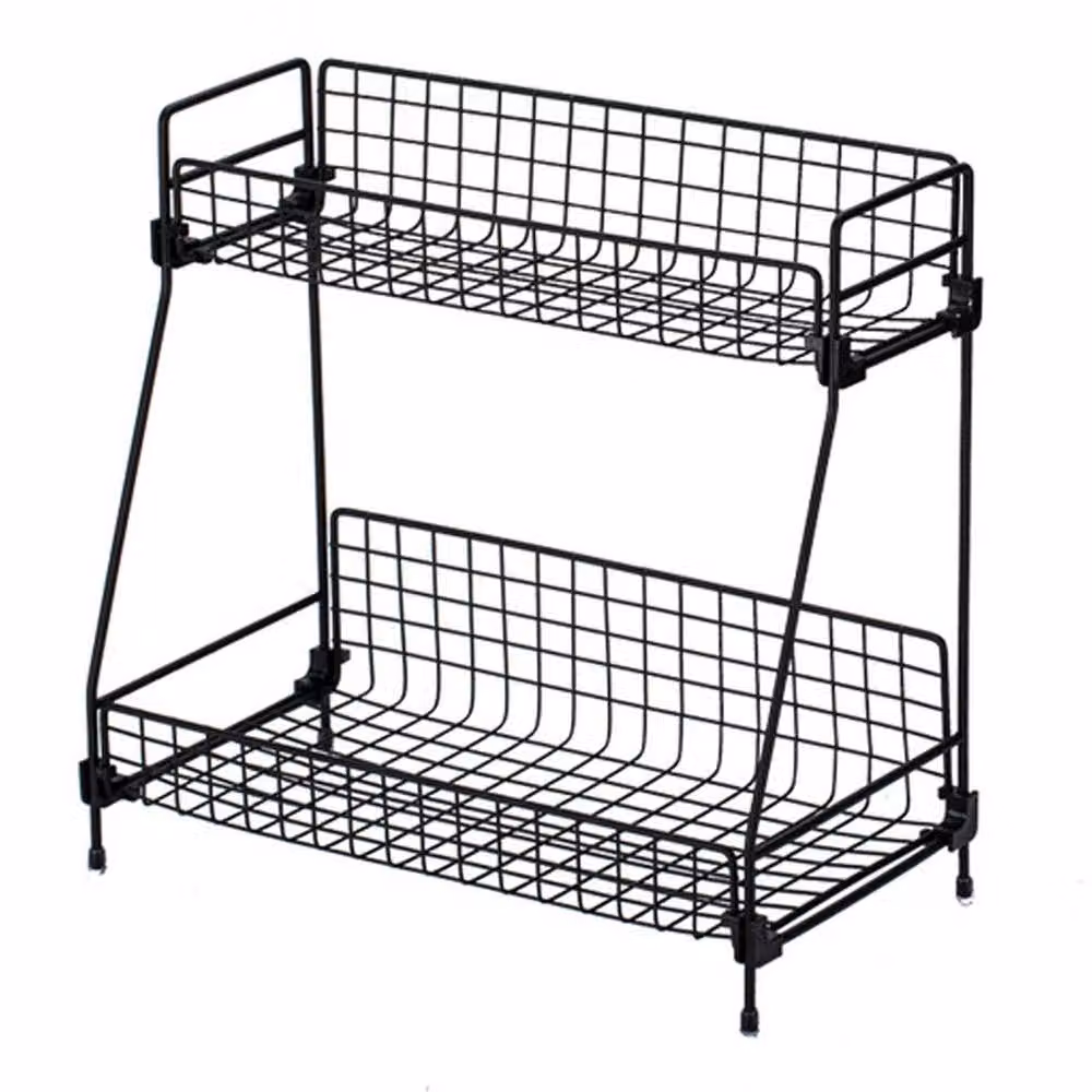 Garden Sanctuary 2-Tier Metal Freestanding Spice Rack Countertop Storage Organiser, Black – 3