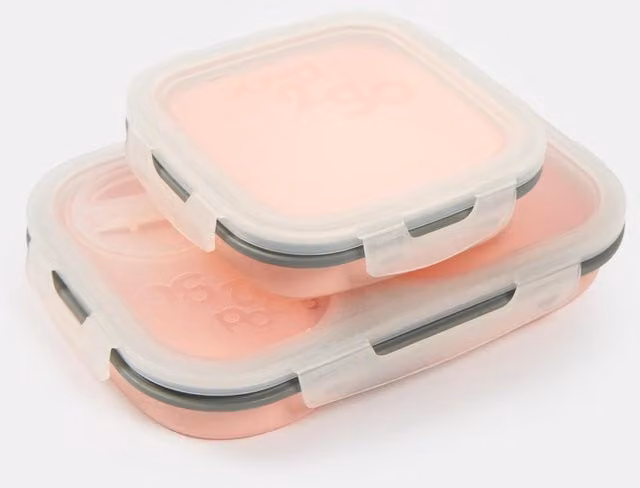 Tupperware Pink Leakproof Silicone Lunch Box Storage Container Set with Snap Lids