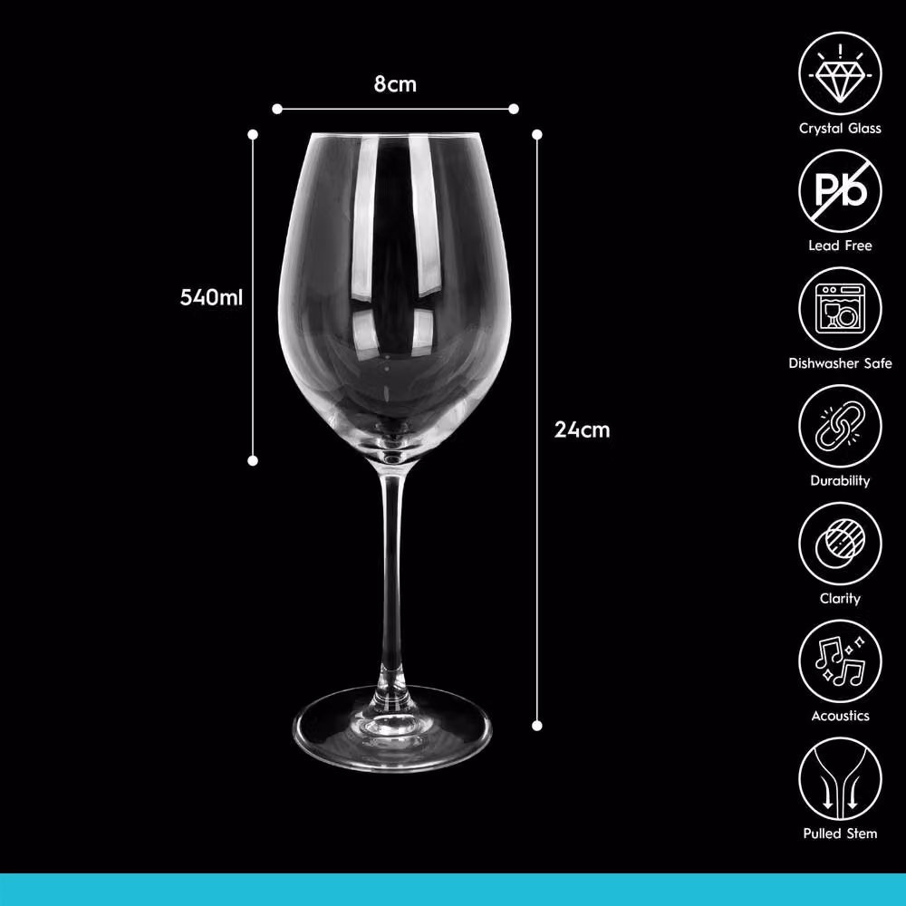 Argon Tableware Mayfair Lead-Free Crystal Rosé Wine Glasses, 540ml, Pack of 6, Clear – 4