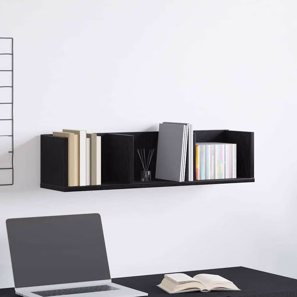 Berkfield Home Black Oak CD Wall Shelf, W: 75 cm, D: 18 cm, H: 18 cm – 2