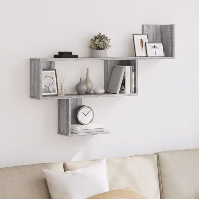 Berkfield Home Wall Shelf in Grey Sonoma, W/D/H: 100 x 15 x 70 cm – 1