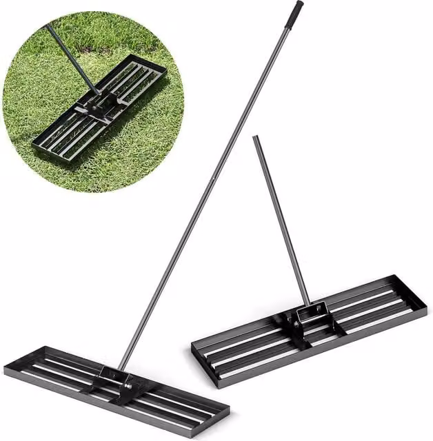 Gymax Heavy Duty Lawn Leveling Rake in Black