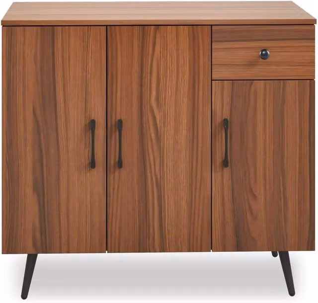 Kelvenix Mid-Century Kitchen Sideboard Storage Cabinet in Brown – 1