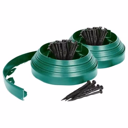 Harbour Housewares 20m Flexible Plastic Lawn Edging in Green with 80 Pegs – 1