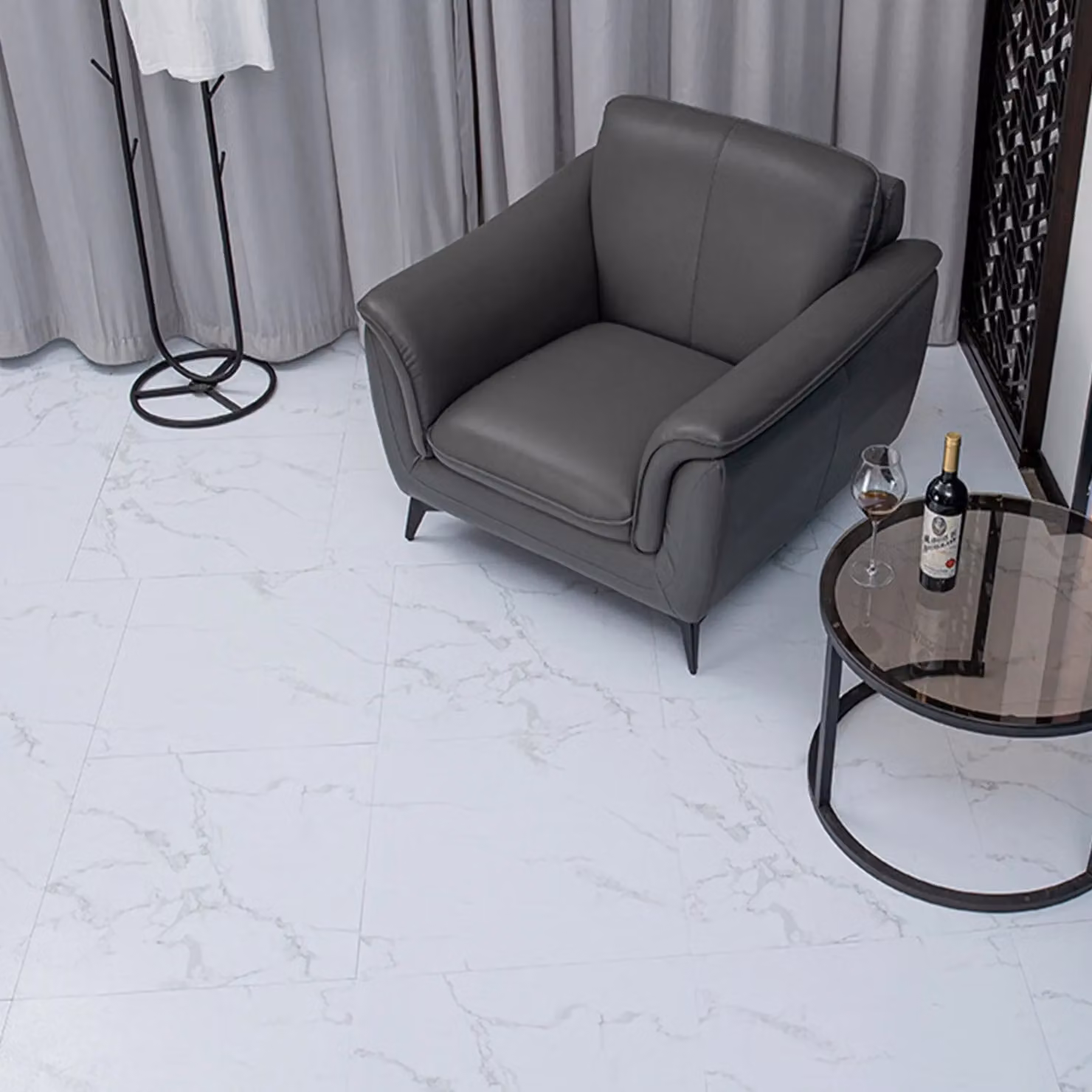 Gr8 Home Self Adhesive Marble Effect PVC Floor Tiles, White, 3.34 m2 – 2