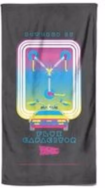 Back To The Future Flux Capacitor Graphic Cotton Beach Towel, Multicolour, W: 140 cm, H: 70 cm, D: 70 cm