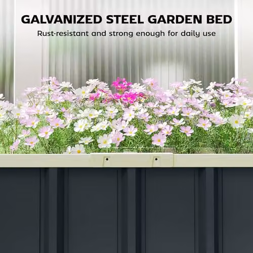 Outsunny Galvanised Steel Raised Garden Bed in Grey – 5