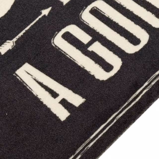 Berkfield Home Washable Coffee Text Kitchen Rug in Black Velvet, W: 60 cm, L: 180 cm