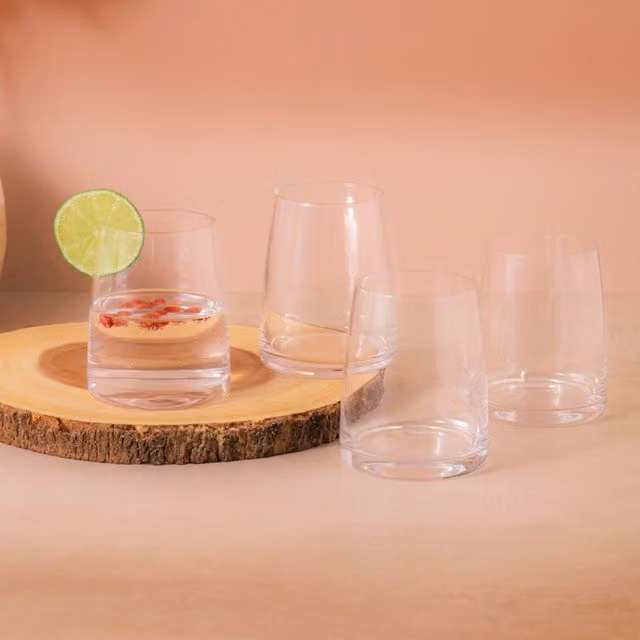 Mikasa Palermo Clear Crystal Tumbler Wine Glasses, 4 x 350ml