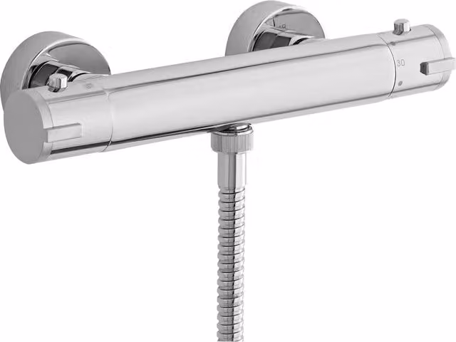 Balterley Round Minimalist Thermostatic Shower Bar Valve 1 Outlet in Chrome Silver