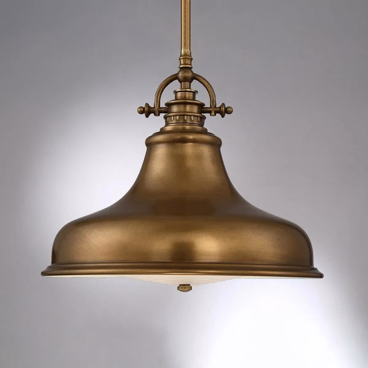 Netlighting Emery 1 Light Dome Ceiling Pendant in Yellow and Gold/Brass with E27 Socket – 3