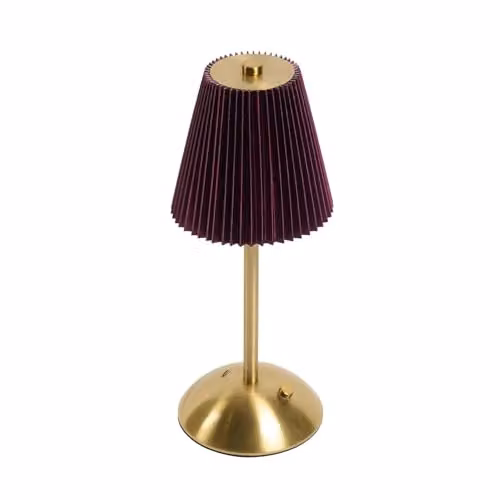 OHS Rechargeable LED Cordless Table Lamp with Touch Control in Burgundy and Gold/Brass