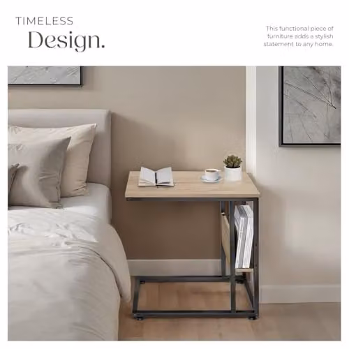 tectake Wigan Bedside Table in Oak with Black Industrial Frame, W/D/H: 36.5 x 36.5 x 60 cm – 6