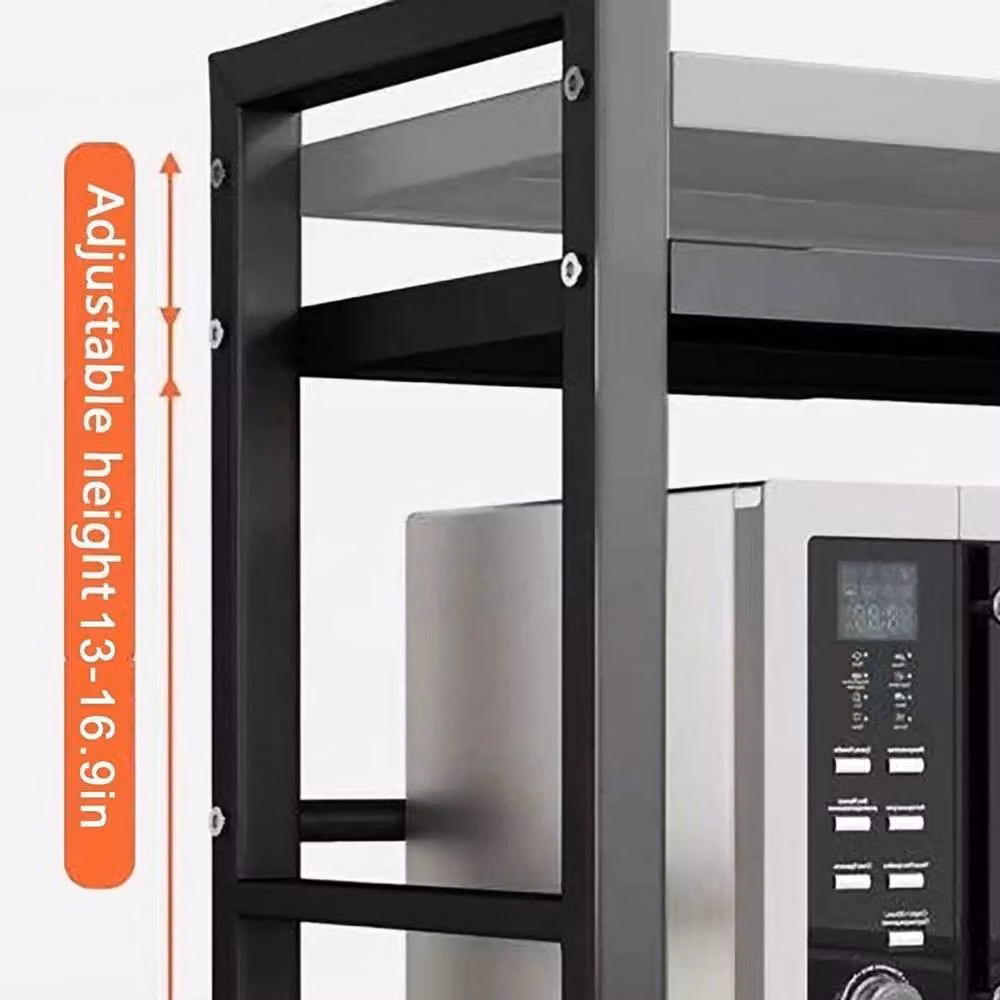 KORVIXA 2 Tier Expandable Microwave Oven Rack Stand in Black, W/D/H: 100 x 100 x 100 cm – 2