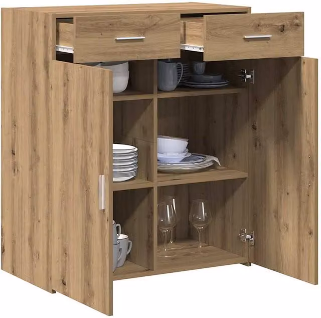 Berkfield Home Artisan Oak Storage Cabinet in Brown, W: 80 cm, D: 42.5 cm, H: 93.5 cm