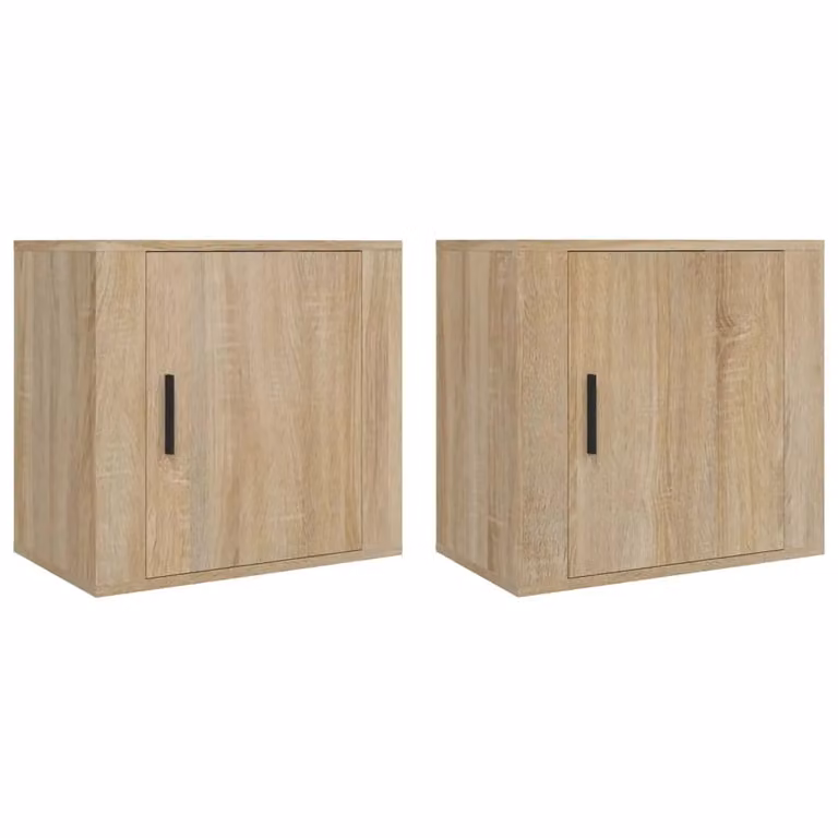 Berkfield Home Wall-mounted Bedside Cabinets, 2 Pack, Sonoma Oak, Brown, W: 50 cm, D: 30 cm, H: 47 cm