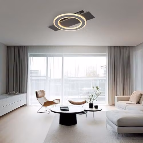 Netlighting Jayden LED Semi Flush Ceiling Light in Grey Anthracite with Warm White Light – 2