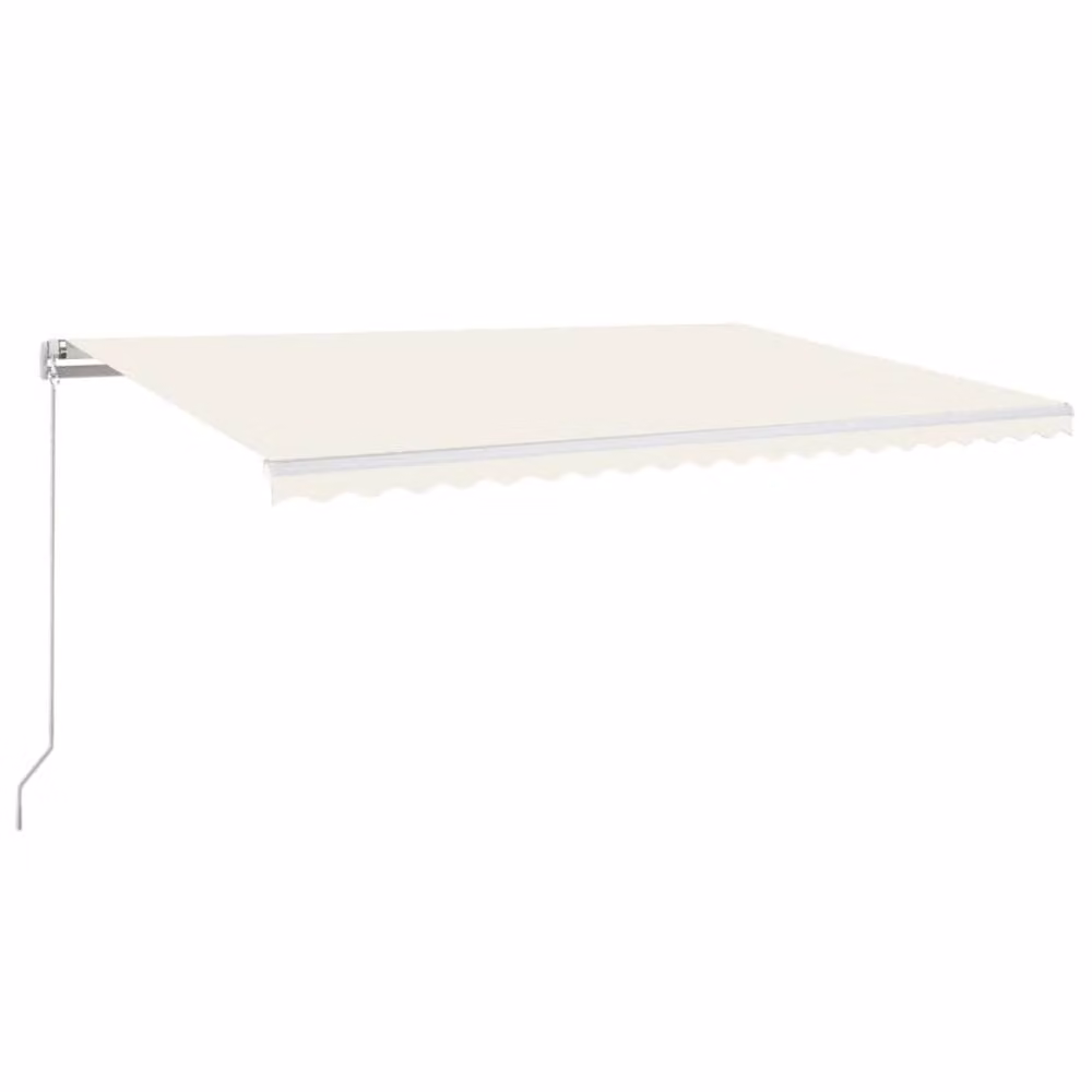 Berkfield Home Manual Retractable Awning with LED in Cream, W: 500 cm, D: 350 cm