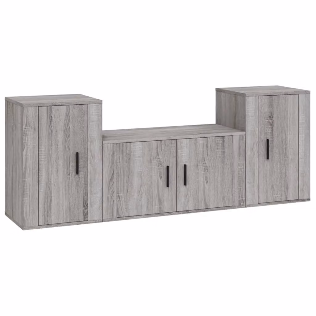 Berkfield Home 3 Piece Grey Matt TV Cabinet Set in Engineered Wood – 2