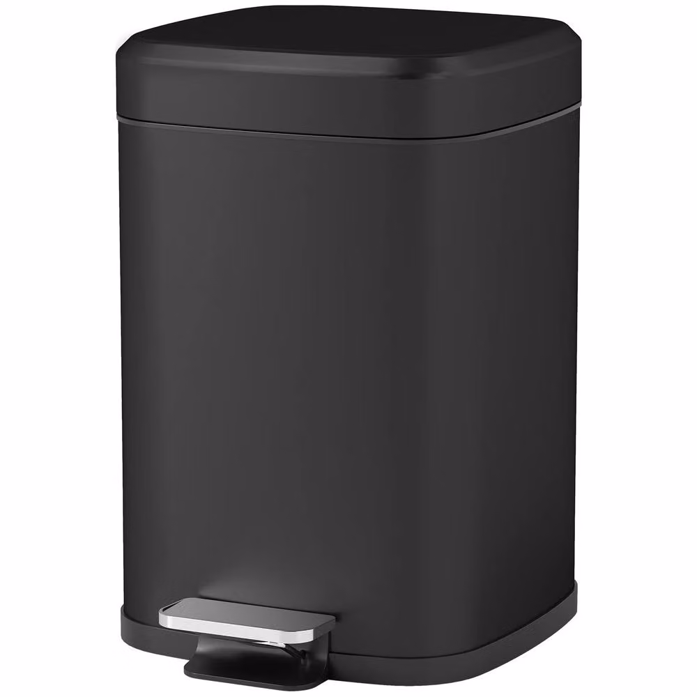STILVORA 12L Black Metal Pedal Bin with Soft-Close Lid and Removable Inner Bucket – 4