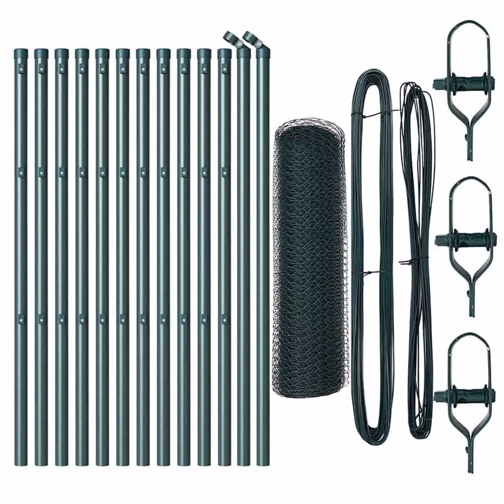 Berkfield Home Green Steel Hexagon Fence, W: 0.6 m, L: 25 m – 3