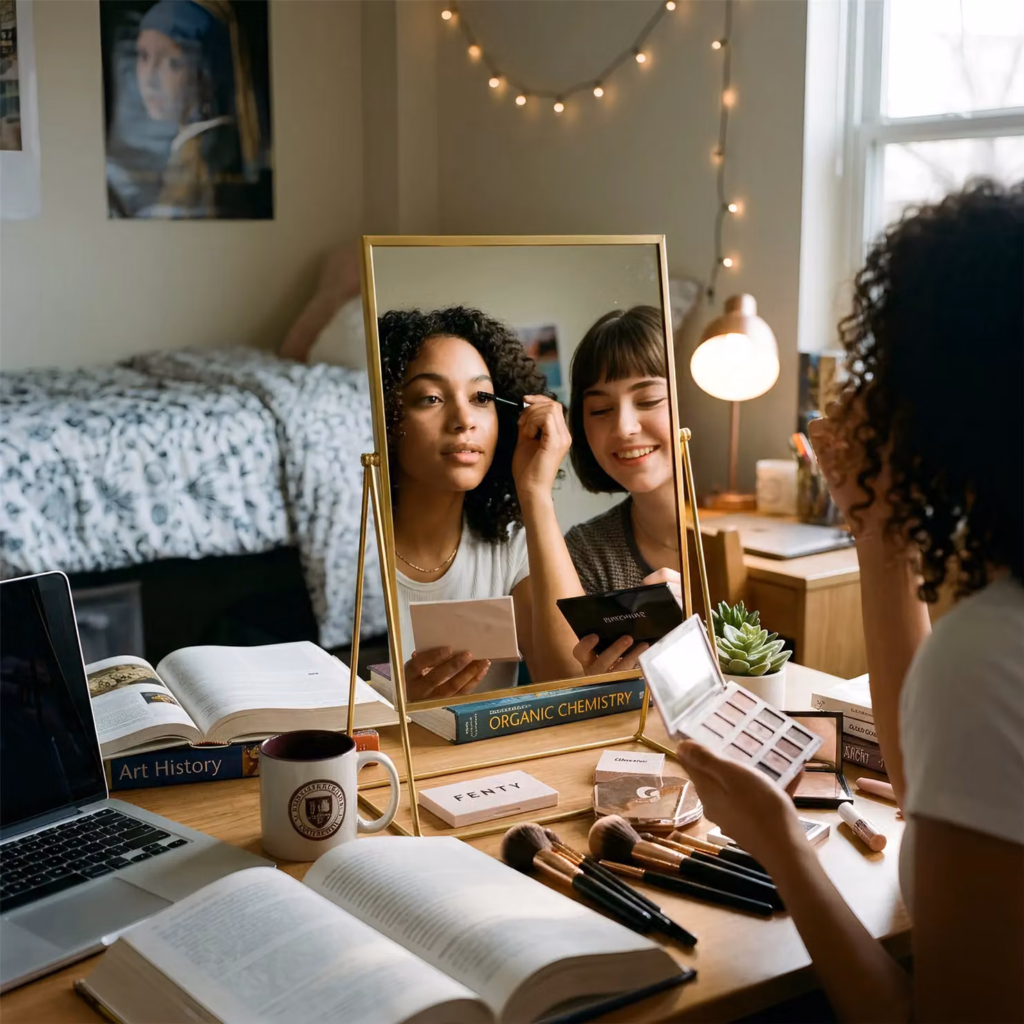 Harbour Housewares Modern Rectangular Tabletop Makeup Mirror in Gold, W: 50.0 cm, H: 32.0 cm, D: 16.5 cm – 9
