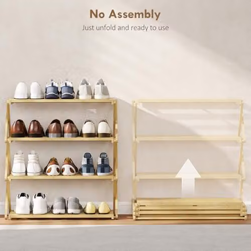 HOMCOM 4-Tier Bamboo Shoe Rack in Beige, W/D/H: 60 x 29 x 67 cm – 3