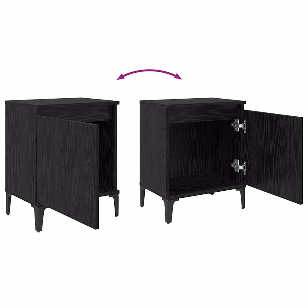 Berkfield Home Modern Black Oak Nightstand, Black, W/D/H: 40 x 30 x 50 cm – 7