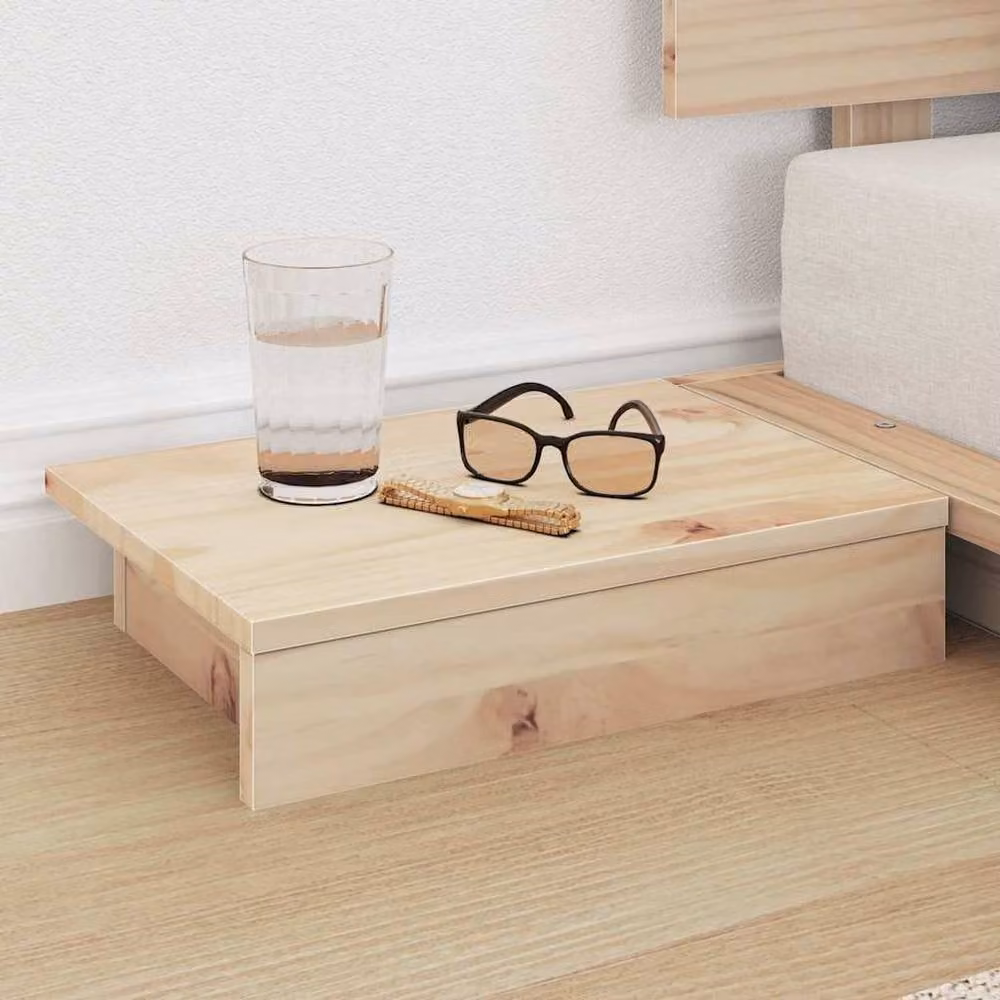 Berkfield Home Solid Wood Floor Bed Frame with Bedside Shelves in Natural Pine, W/D/H: 80 x 200 cm – 2