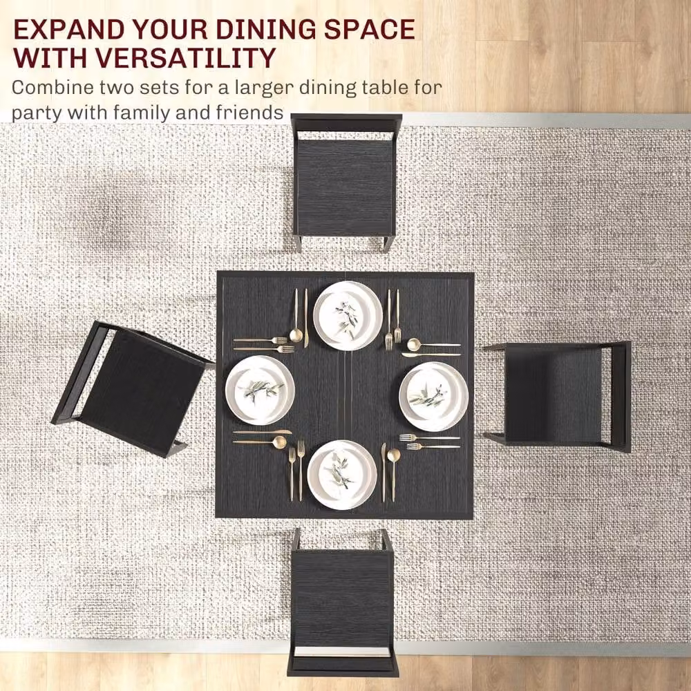 Wyld Haus Gafetti 3 Piece Industrial Dining Set in Black and Brown Metal and Wood – 5