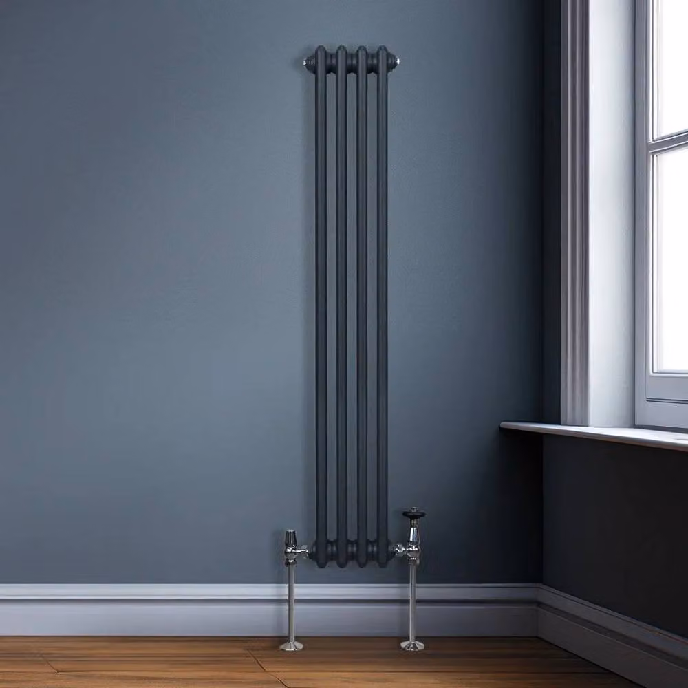 Monstershop Traditional 2 Column Steel Radiator in Anthracite Grey, H 150 cm x W 20.2 cm x D 7 cm – 4