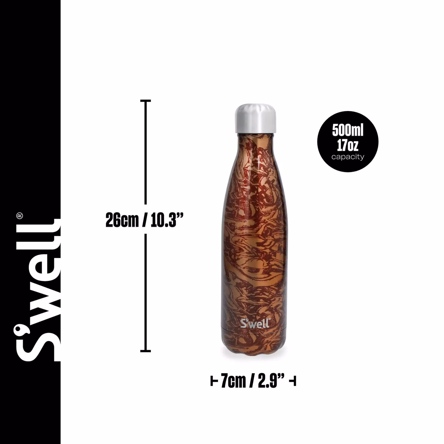 S'well Vacuum-Insulated Stainless Steel Water Bottle, Red and Multicolour, 500 ml – 5